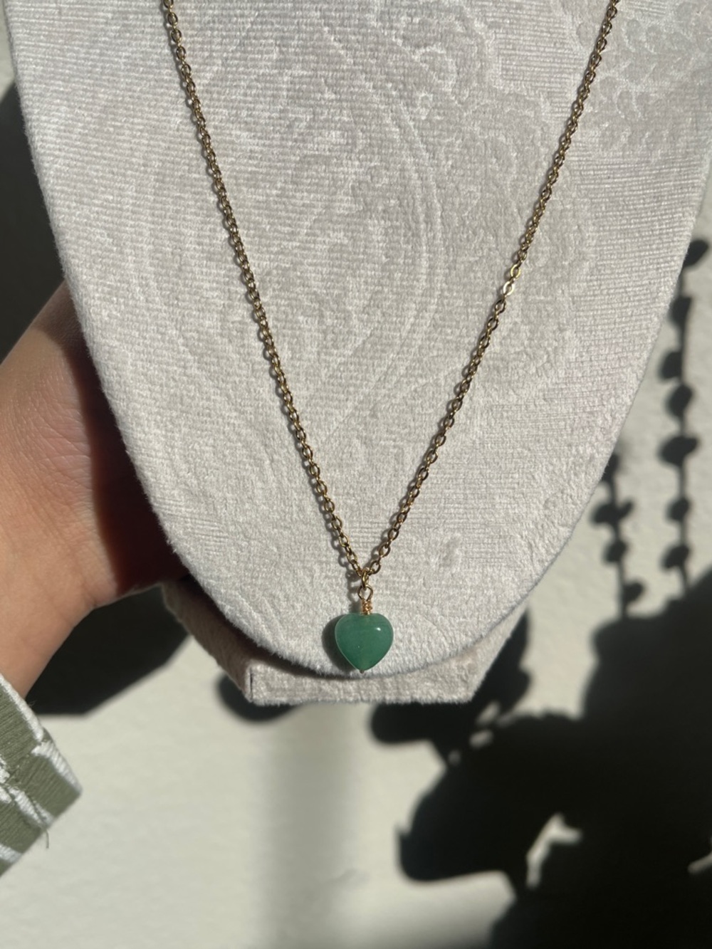 Handmade Heart Shaped Green Aventurine Necklace